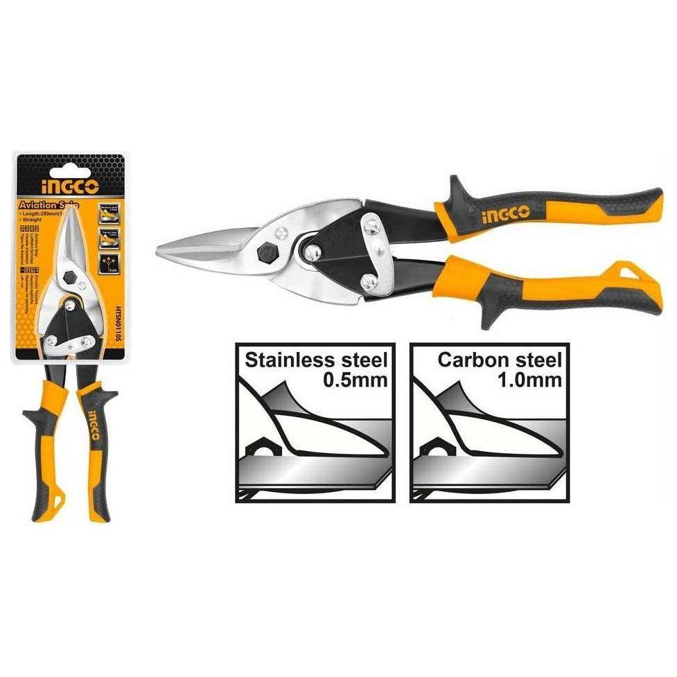Ingco HTSN0110S Aviation Snip Straight 10" - KHM Megatools Corp. Main image