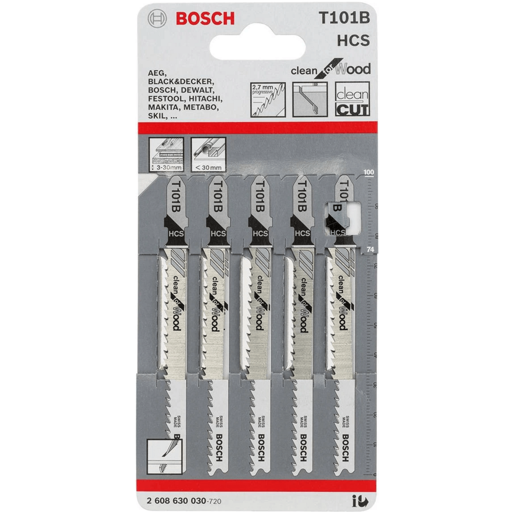 Bosch T101B Jigsaw Blade (Fine Straight Cut) Clean for Wood [2608630030] - KHM Megatools Corp. Main image