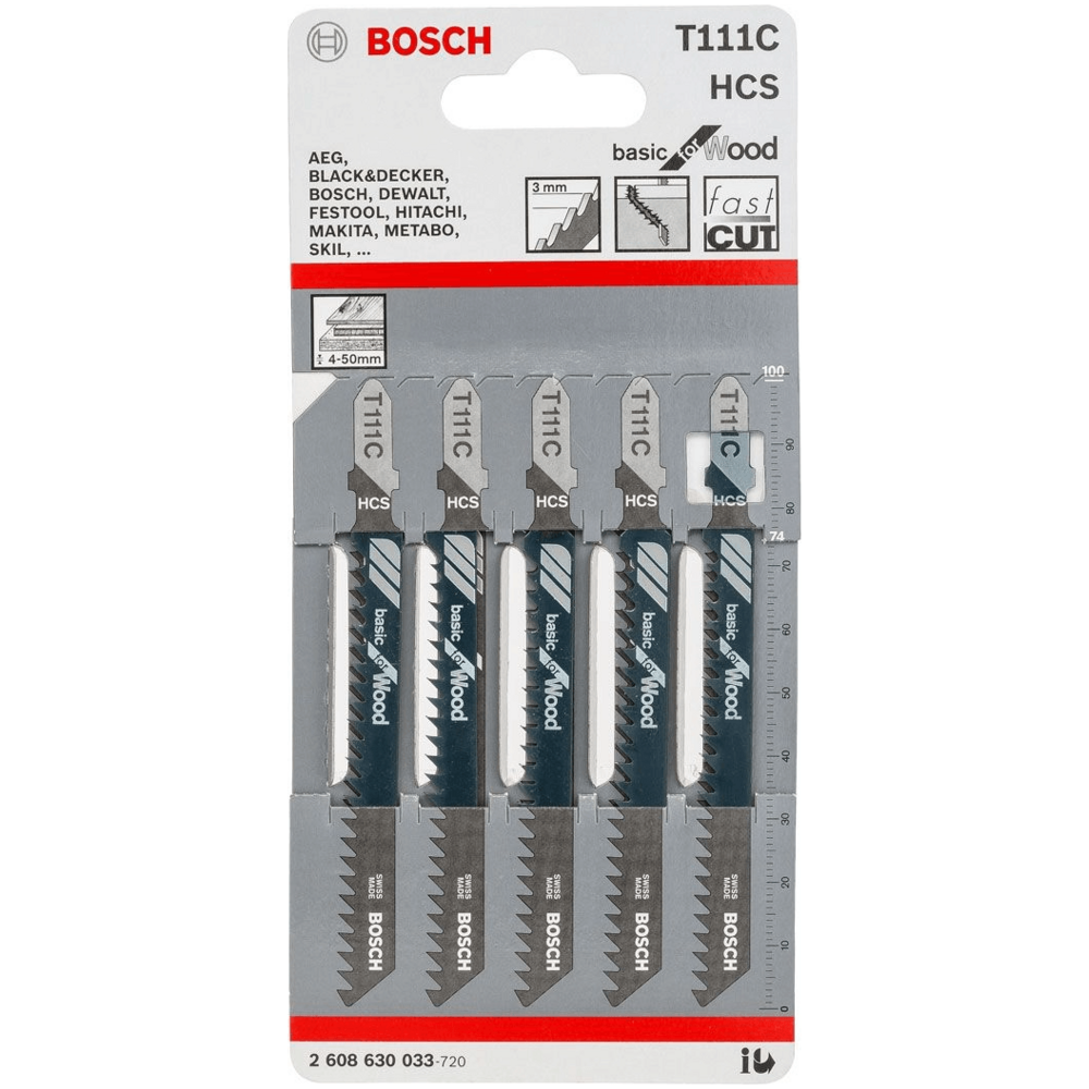 Bosch T111C Jigsaw Blade (Coarse Quick Cut) Basic for Wood [2608630033] - KHM Megatools Corp. Main image