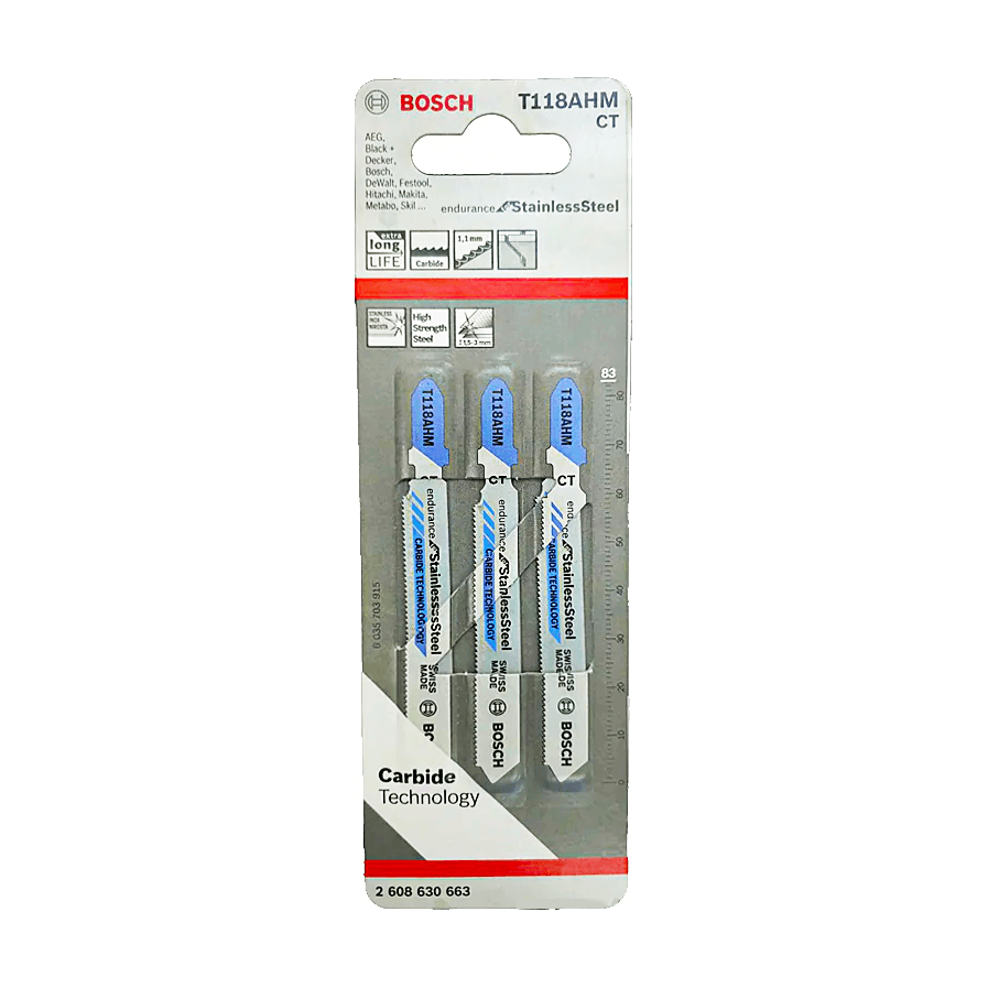 Bosch T118AHM Jigsaw Blade (1.5-3mm) Endurance for Stainless Steel [2608630663] - KHM Megatools Corp. Main image