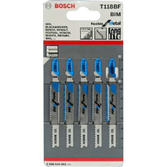 Bosch T118BF Jigsaw Blade (Thick Materials, Curved) Flexible for Metal [2608634503] - KHM Megatools Corp. Main image