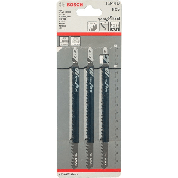Bosch T344D Jigsaw Blade (Thick Wood) Speed for Wood [2608637944] - KHM Megatools Corp. Main image
