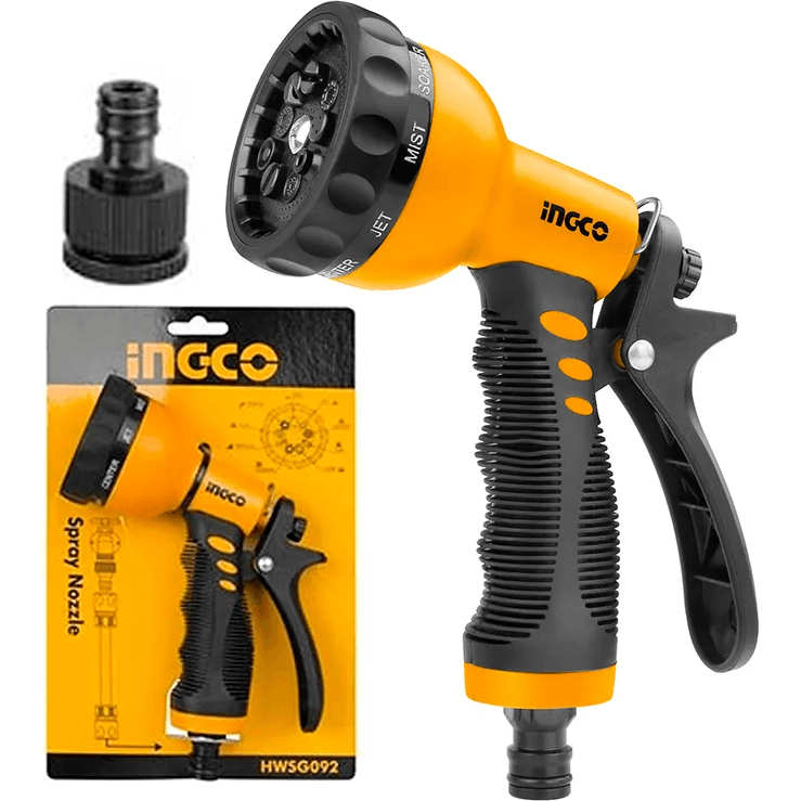 Ingco HWSG092 Plastic Trigger Garden Nozzle 9 Way - KHM Megatools Corp. Main image
