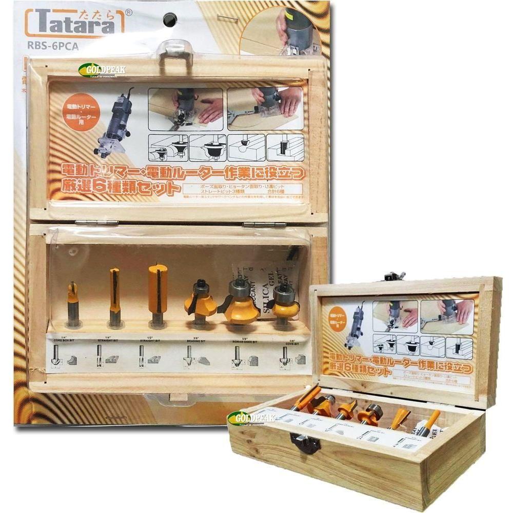 Tatara Router Bit Set 1/4" 6pcs/box - Goldpeak Tools PH Tatara