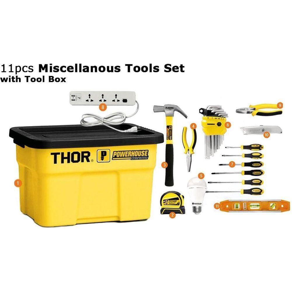 Powerhouse 11pcs Mixed Tools Set with Tool Box (Thor Storage) - KHM Megatools Corp. Main image