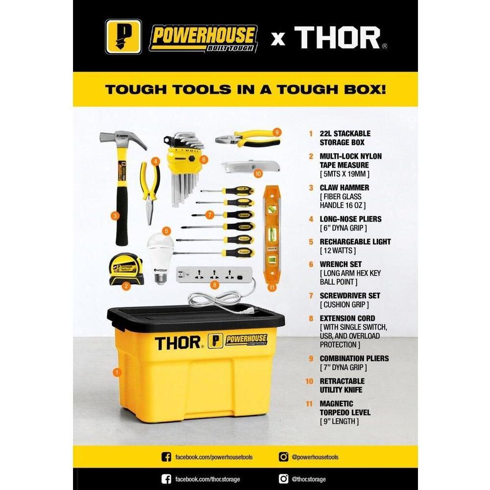 Powerhouse 11pcs Mixed Tools Set with Tool Box (Thor Storage) Secondary image