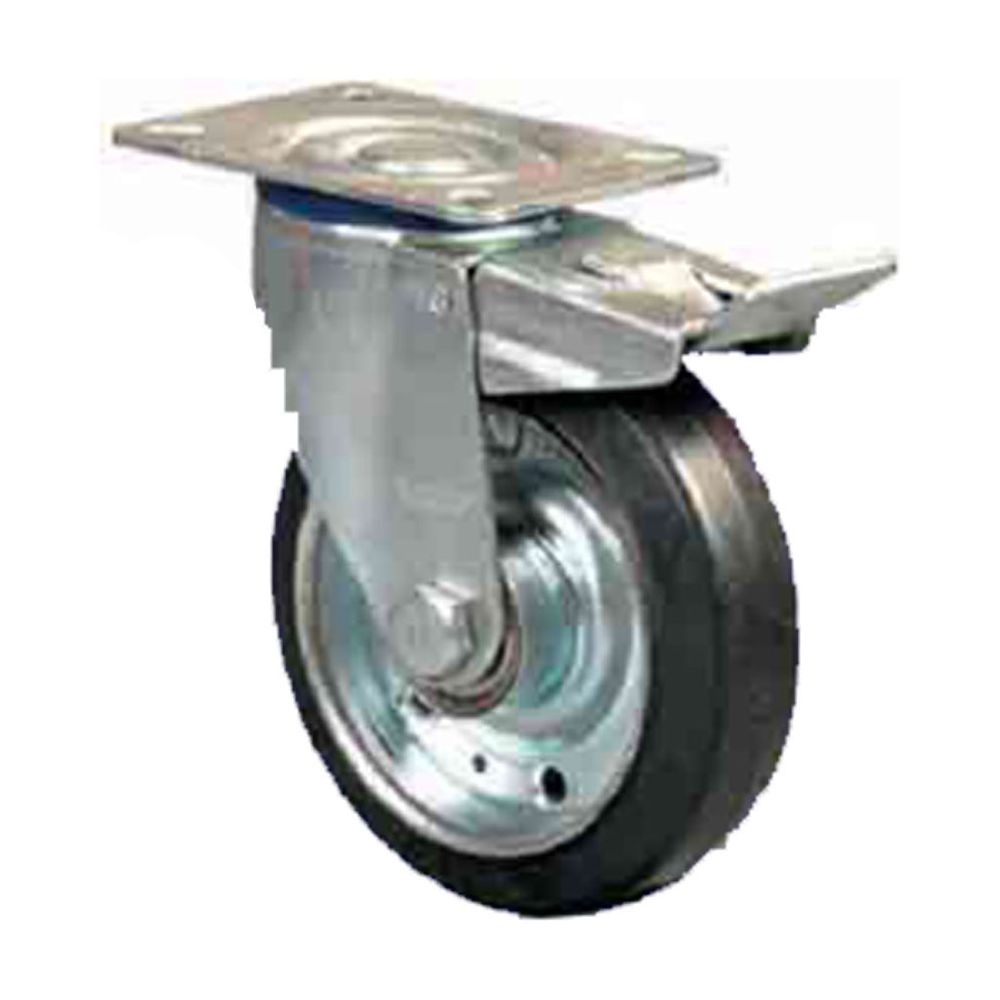 Viking Elastic Rubber Castor Wheels (524) (Swivel w/ Brake)