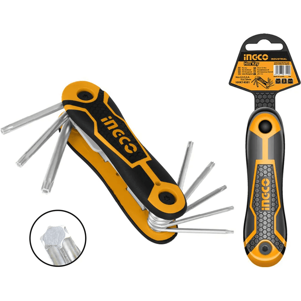 Ingco HHK14083 8pcs Foldable Torx Allen Key Wrench Set - KHM Megatools Corp. Main image
