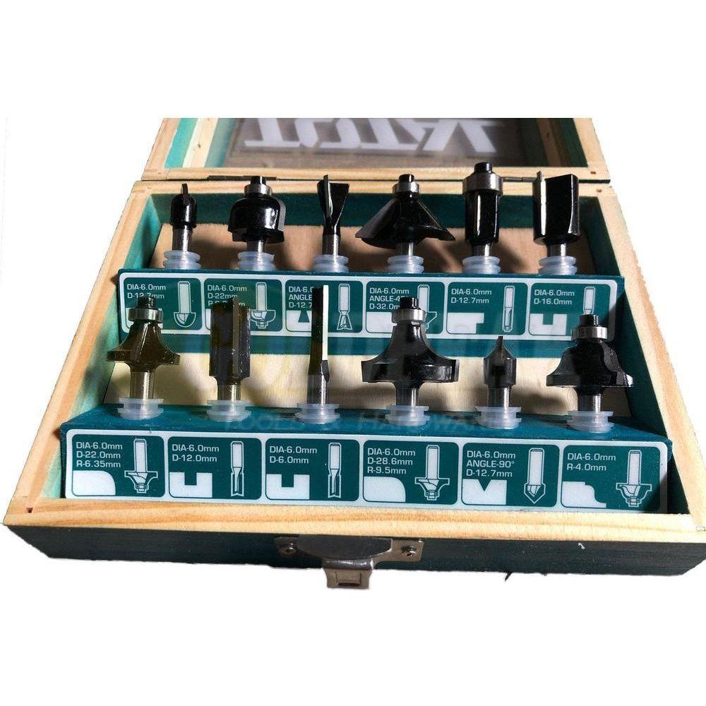 Total TACSR0121 Router Bit Set 6mm Shank (12pcs) | ToolsSavvy.ph