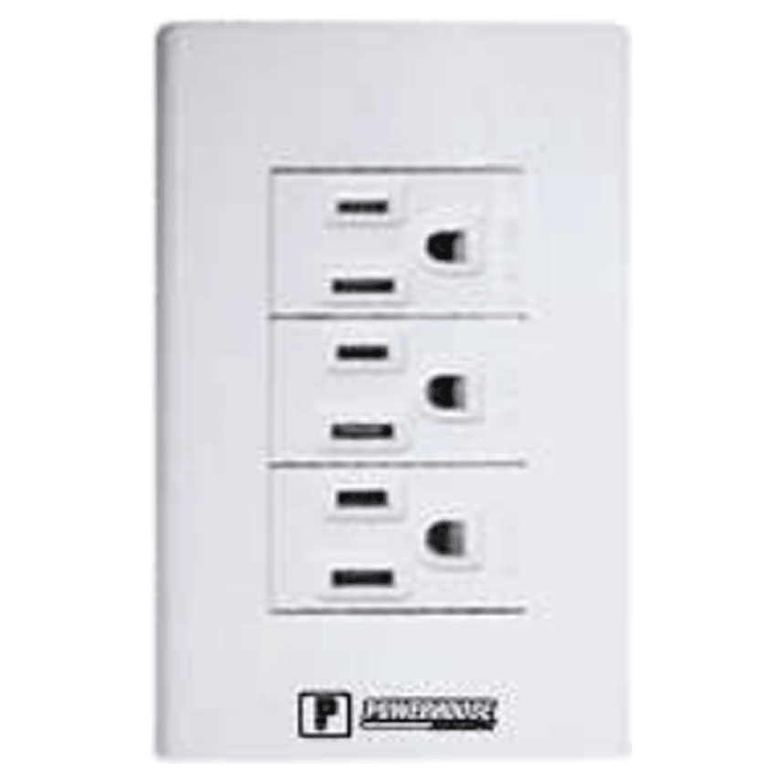 Powerhouse Electric 3 Gang Plate w/ Regular Convenience Outlet - KHM Megatools Corp. Main image