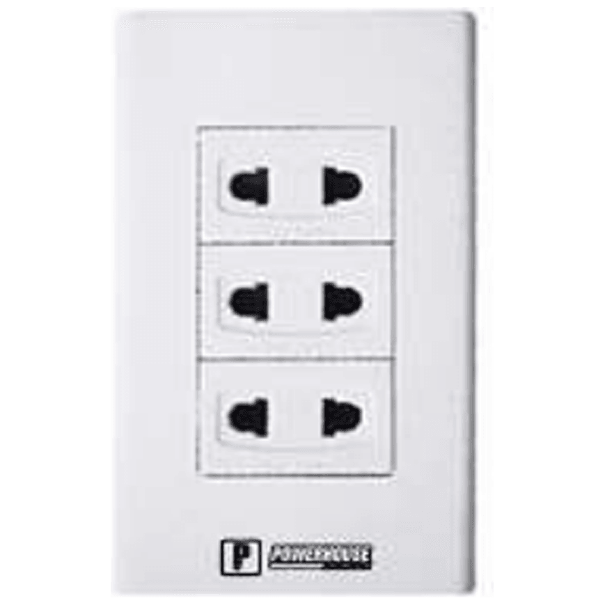 Powerhouse Electric 3 Gang Plate w/ Universal Outlet 3Pc - KHM Megatools Corp. Main image
