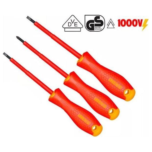 Ingco HKISD0308 3pcs Insulated VDE Screwdriver Set 1000V - KHM Megatools Corp. Main image