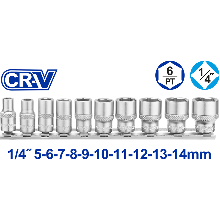 Wadfow WST4410 1/4" Socket Set 10Pcs | Wadfow by KHM Megatools Corp. Main image