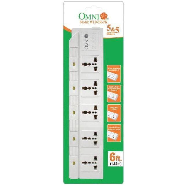 Omni WED-350 Extension Cord Set 5-Gang with Individual Switch | Omni by KHM Megatools Corp. Main image