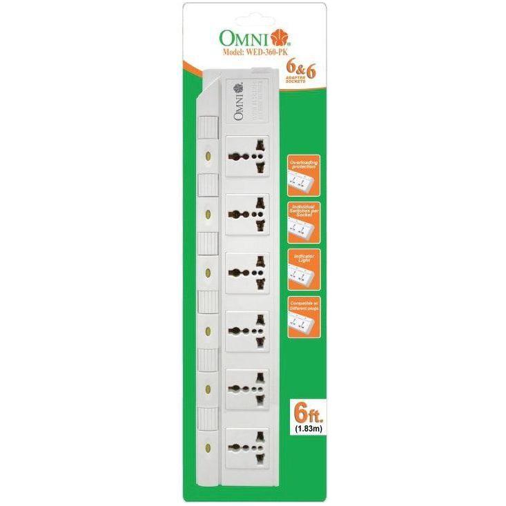 Omni WED-360 Extension Cord Set 6-Gang with Individual Switch | Omni by KHM Megatools Corp. Main image