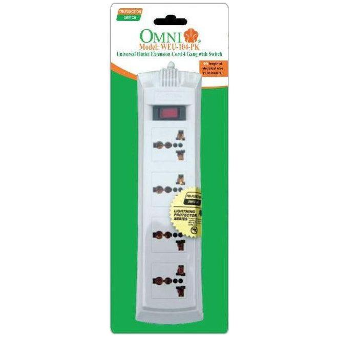 Omni WEU-104 Universal Outlet Extension Cord 4-Gang with Switch | Omni by KHM Megatools Corp. Main image