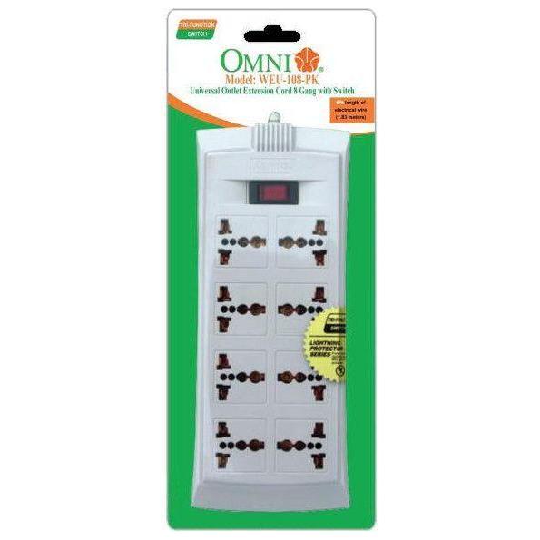 Omni WEU-108 Universal Outlet Extension Cord 8 Gang with Switch | Omni by KHM Megatools Corp. Main image