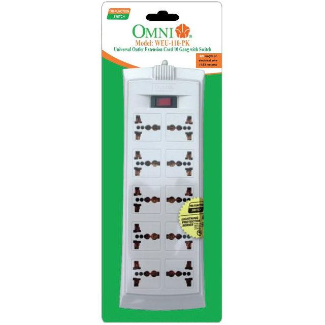 Omni WEU-110 Universal Outlet Extension Cord 10 Gang with Switch | Omni by KHM Megatools Corp. Main image