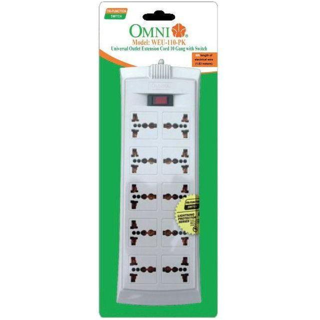 Omni WEU-110 Universal Outlet Extension Cord 10 Gang with Switch | Omni by KHM Megatools Corp. Main image