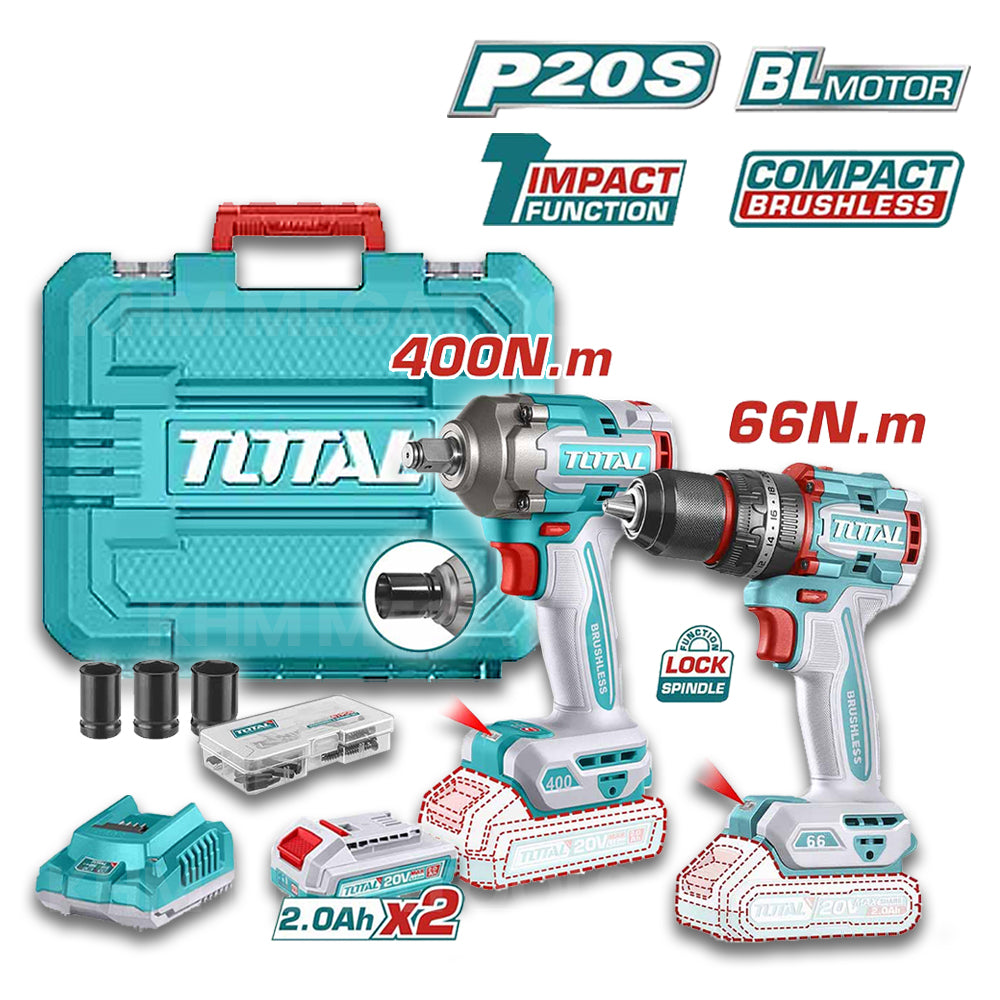 Total TCKLI20275 Brushless Cordless Impact Wrench and Drill (Combo Kit) - ToolsSavvy.ph Main image