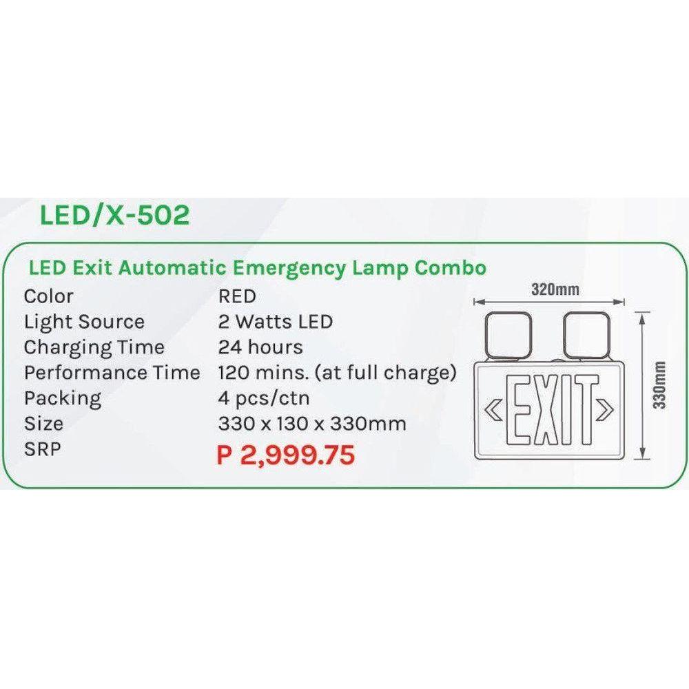 Omni LED X-502 Automatic Emergency Exit Sign Lamp Light Combo Secondary image