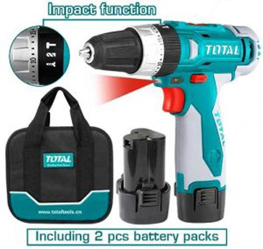 Total TDLI228120 12V Cordless Impact Drill / Hammer Drill - ToolsSavvy.ph