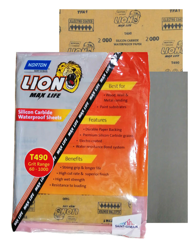 Norton T490 Lion Silicon Carbide Waterproof Sandpaper Sheets - ToolsSavvy.ph
