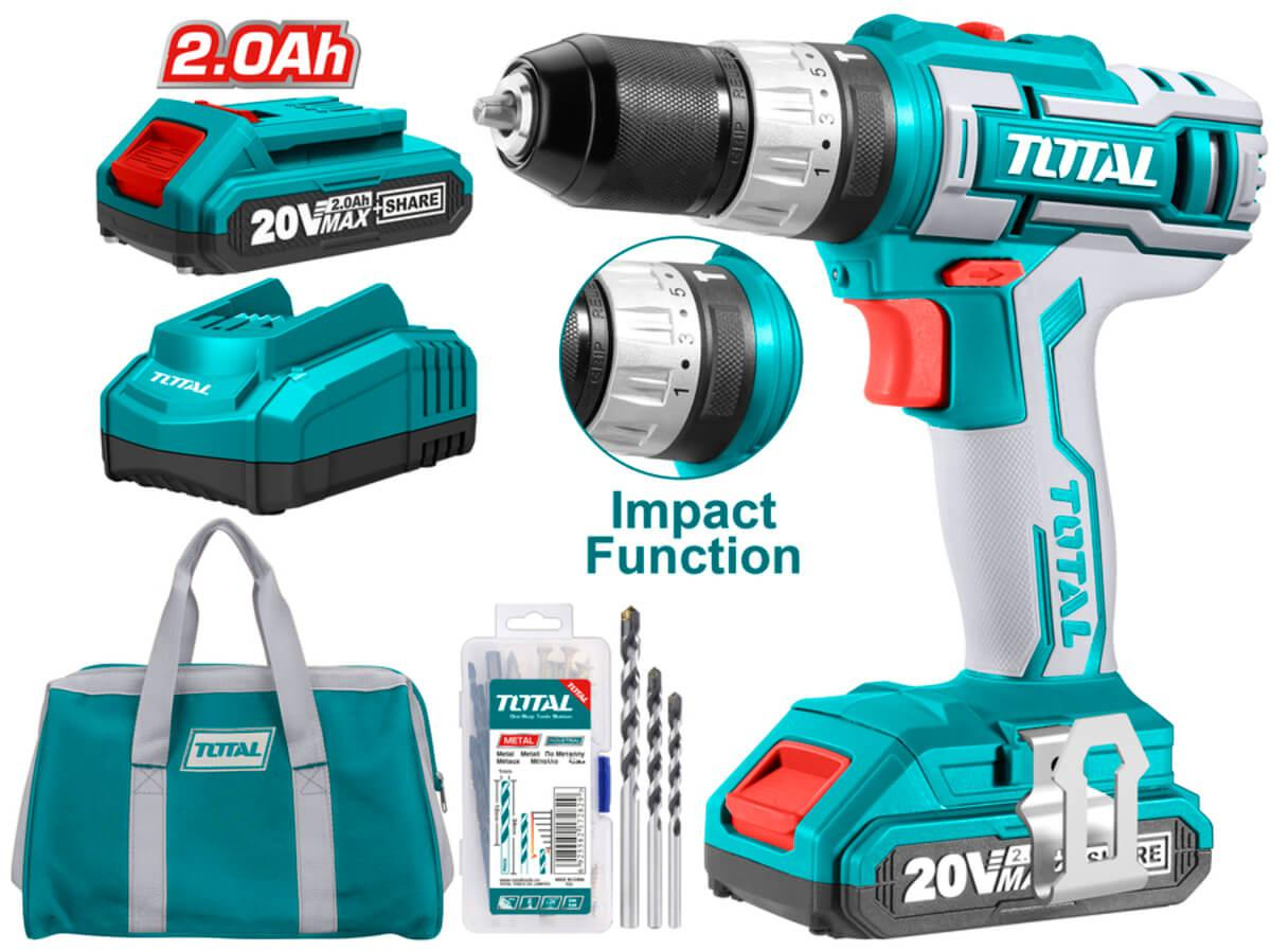 Total TIDLI2002 20V Cordless Hammer Drill - ToolsSavvy.ph