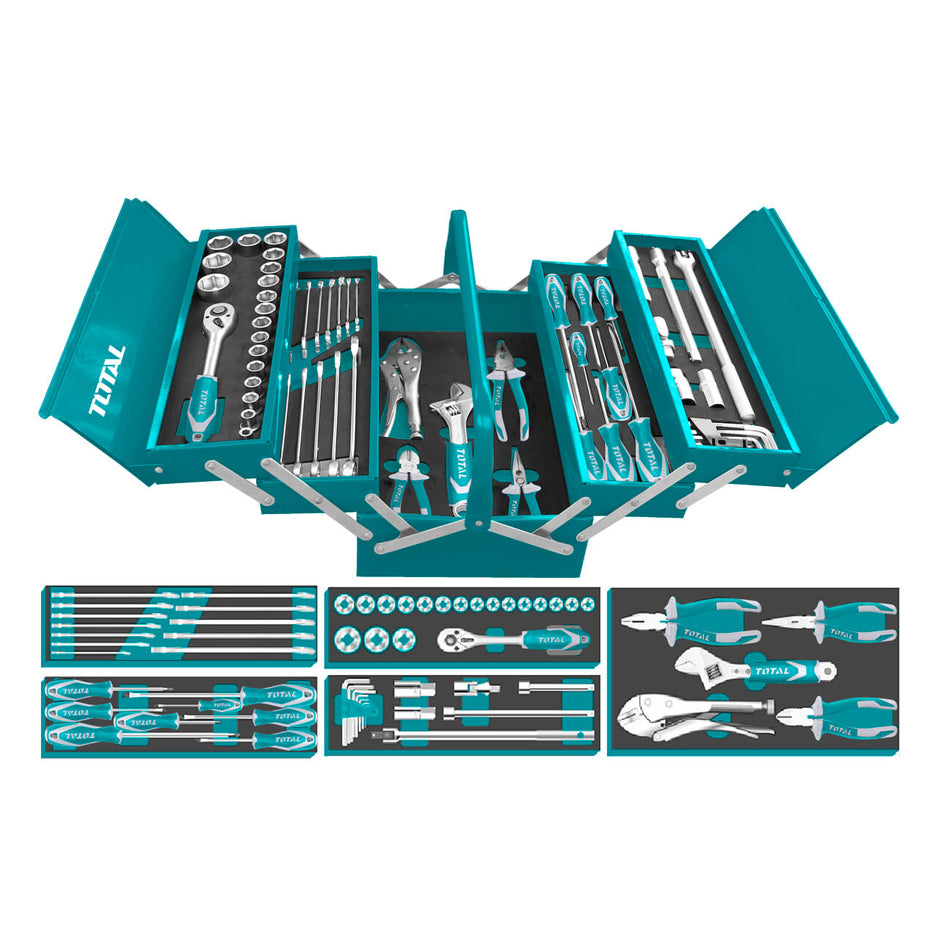 Total THTCS12591 50pcs Hand Tools Set with Metal Tool Box - ToolsSavvy.ph Main image