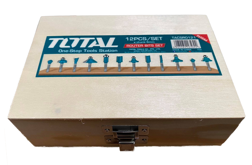 Total Router Bit Set Total TACSR0121 Router Bit Set 6mm Shank (12pcs) | ToolsSavvy.ph