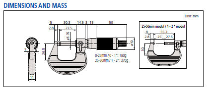 Mitutoyo 102-708 Ratchet Thimble Micrometer 25-50mm - ToolsSavvy.ph