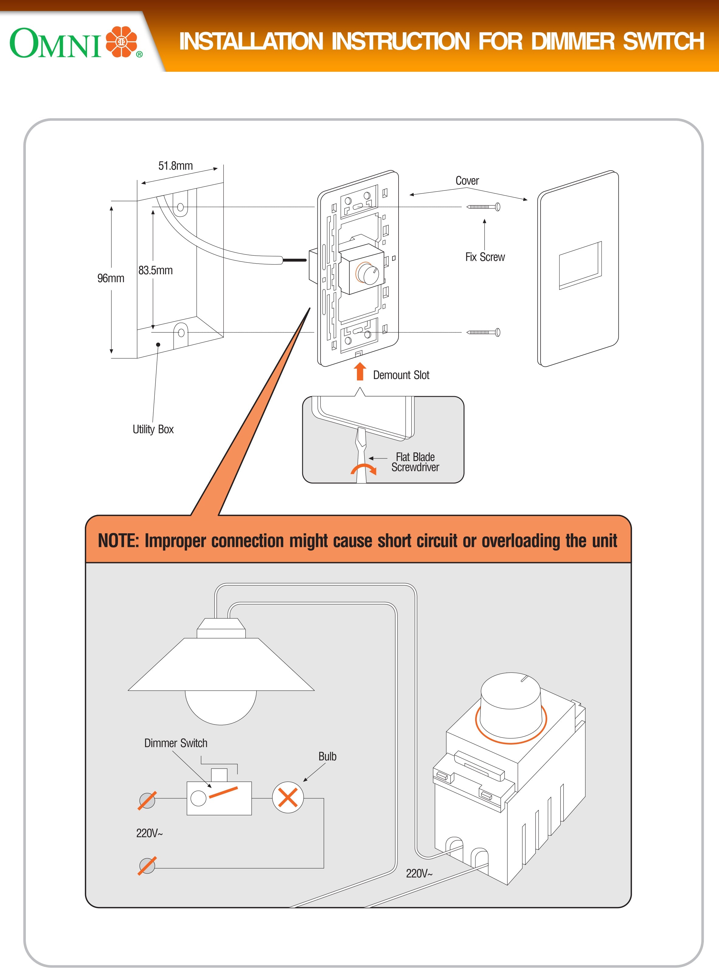 Omni P1-DM Dimmer Switch in Plate (Flush Type) - ToolsSavvy.ph