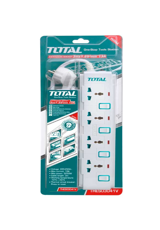 Total THES03041V Extension Cord Set (4 Sockets) - ToolsSavvy.ph