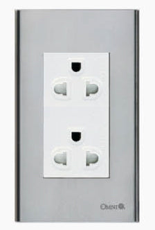 Omni SP3-WG2 Duplex Universal Outlet with Ground in Stainless Plate 16A (Wide Series) - ToolsSavvy.ph