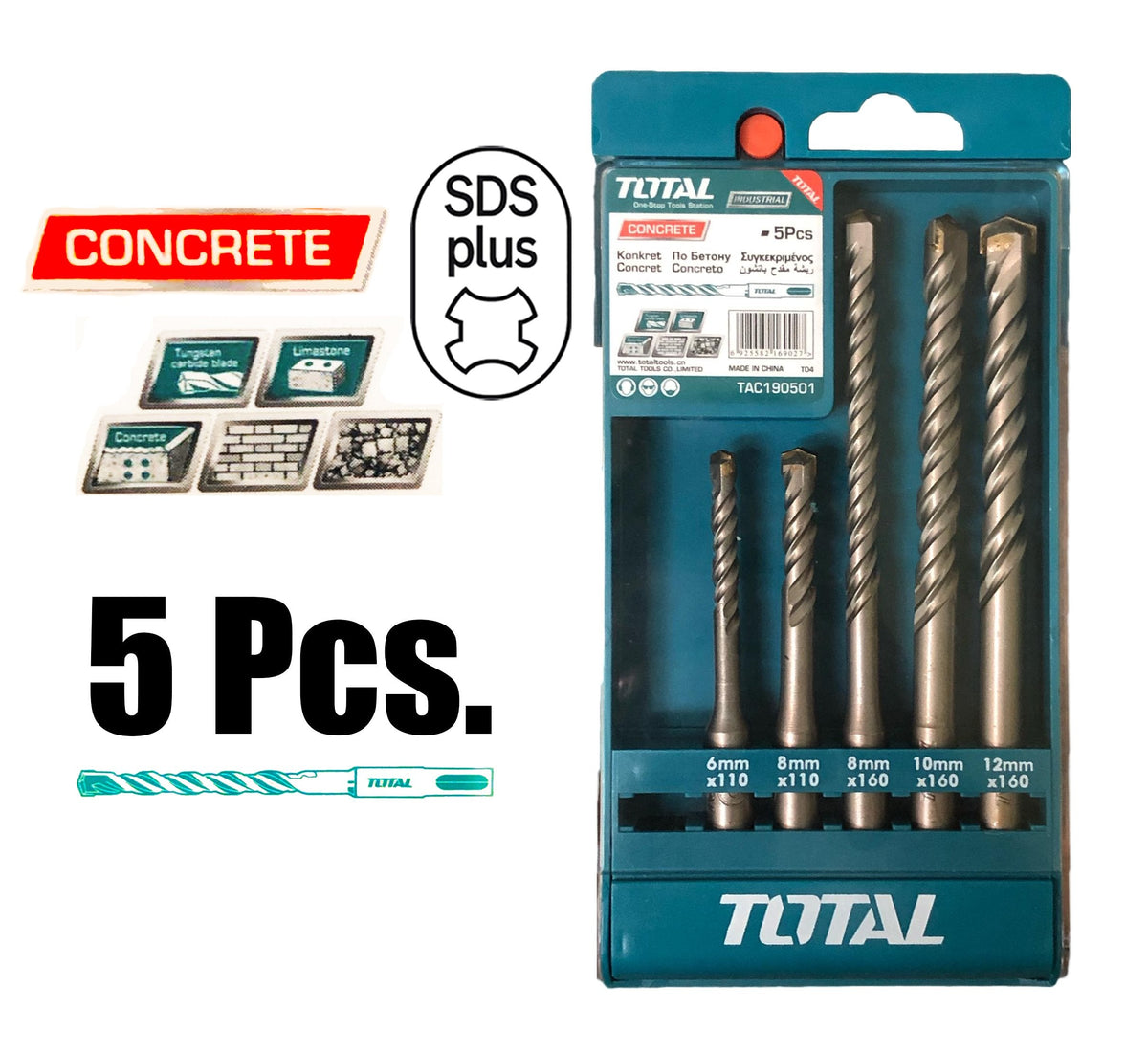 Total TAC190501 SDS-plus Drill Bit Set - ToolsSavvy.ph