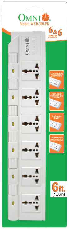 Omni WED-360-PK Extension Cord Set 6-Gang with Individual Switch - ToolsSavvy.ph